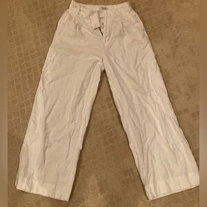 Madewell White Wide Leg Linen Pants Size 0